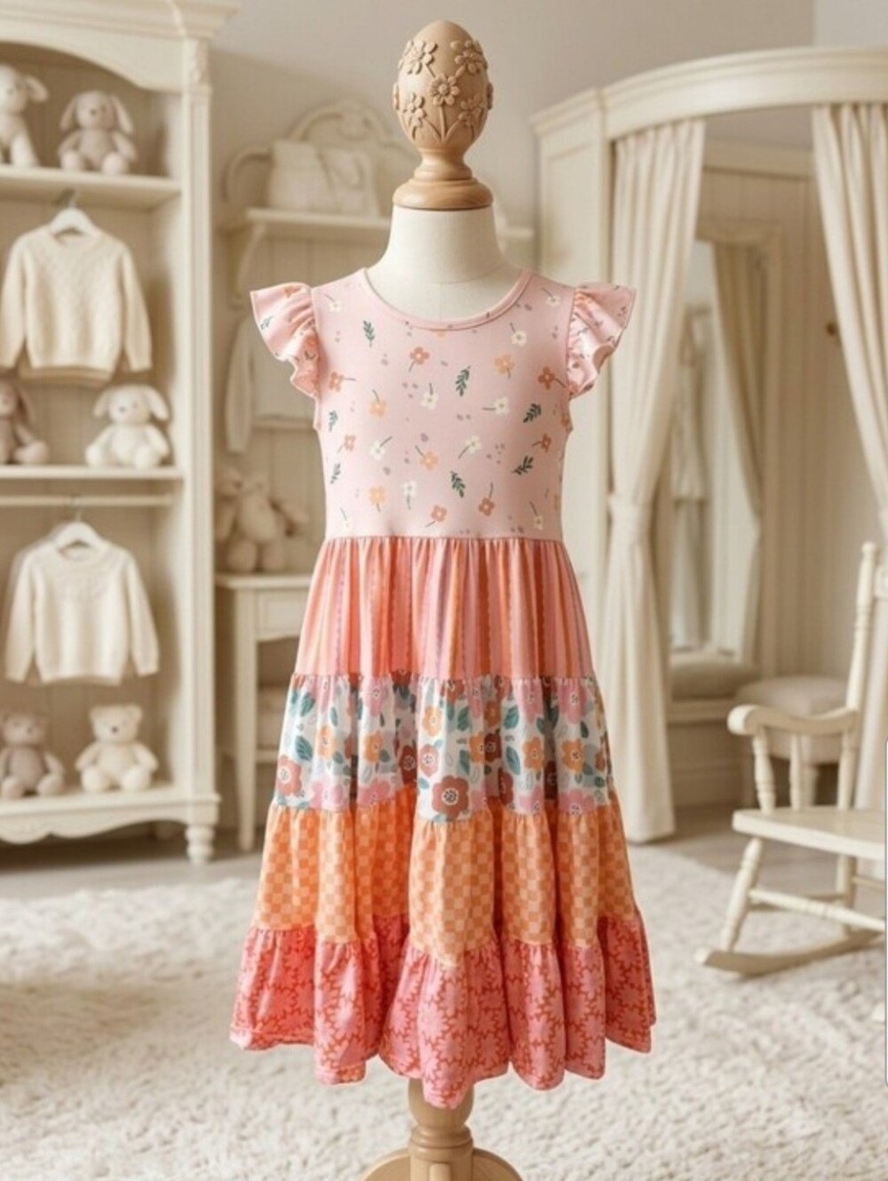 🌸 Adorable Sweetness Ava Retro Floral Check Tiered Dress 🌸